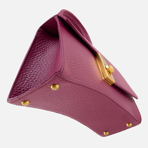 Curved Pebble Leather Mini Top Handle Satchel