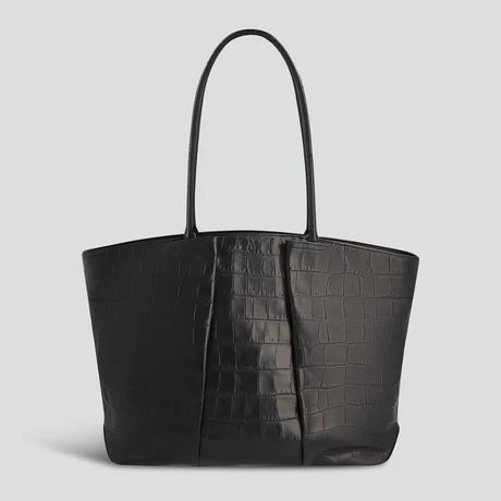 Croc Embossed Travel-Friendly Large Leather Tote Bag