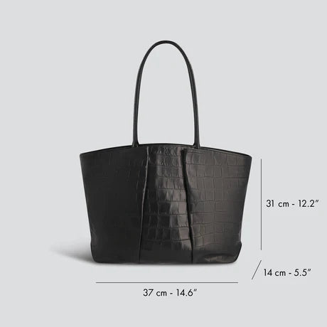 Croc Embossed Travel-Friendly Large Leather Tote Bag
