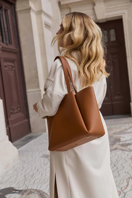 Sleek Structured Side Pocket Work Tote Bag